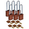 SafeKey-hangsloten – aluminium, Bruin, KD - Verschillende sloten, Staal, 76.20 mm, 6 Stuk / Doos